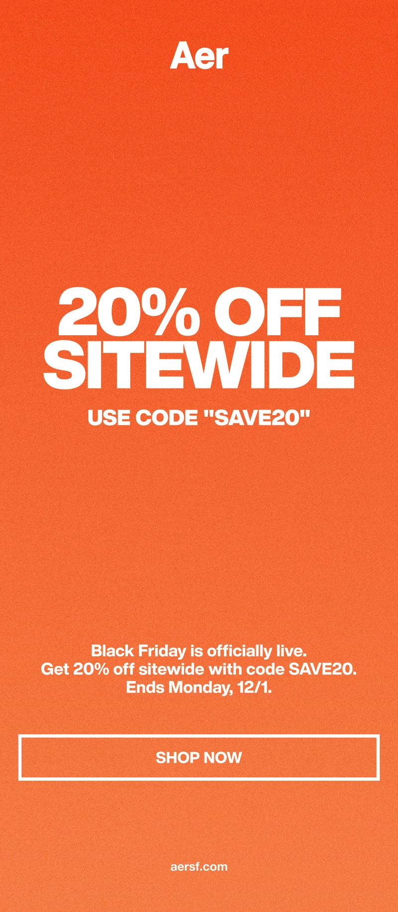 Aer - 20% Off Sitewide