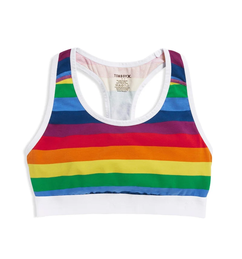 Image of Racerback Soft Bra - Rainbow Pride Stripes