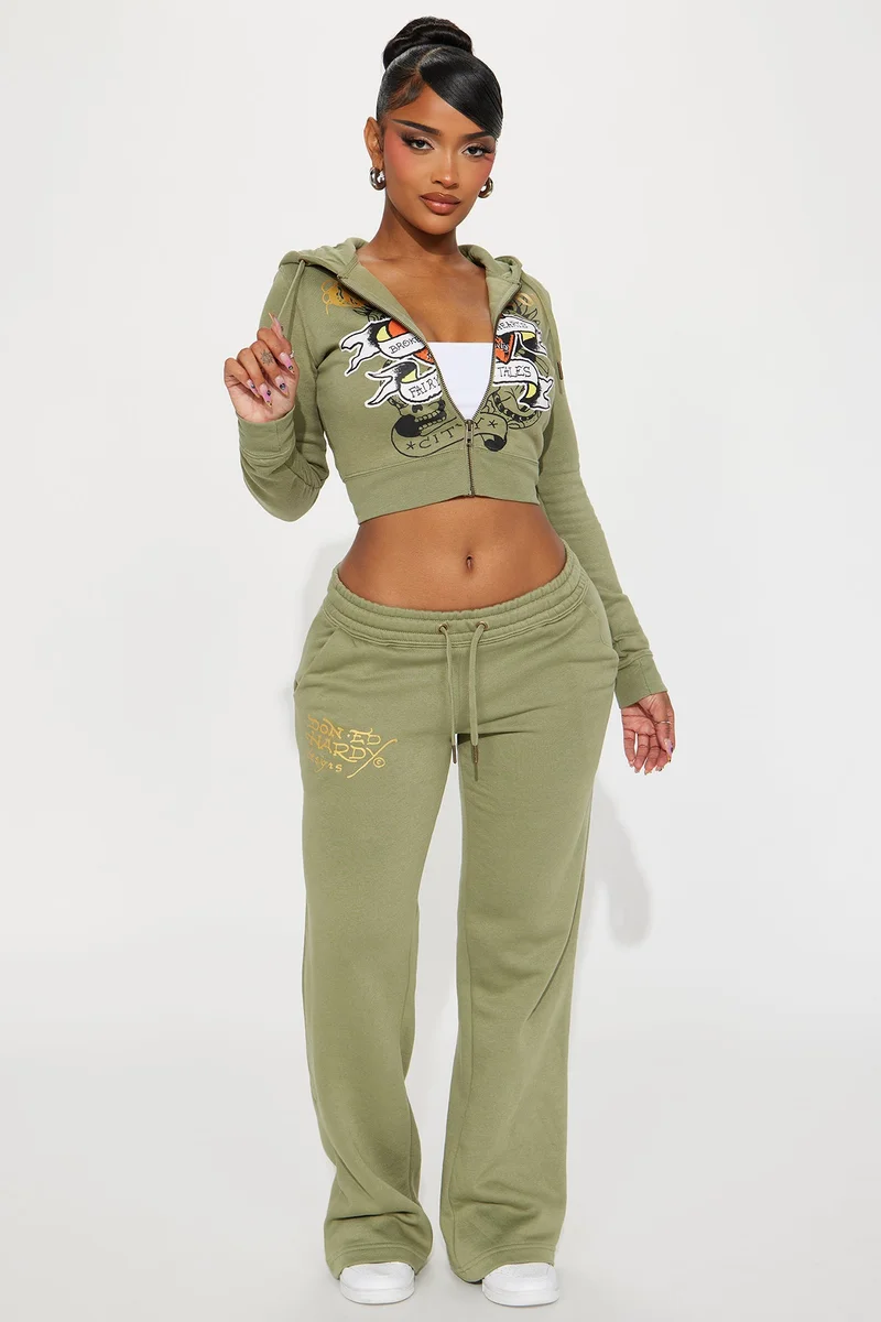Image of Ed Hardy Broken Hearts Pant - Sage