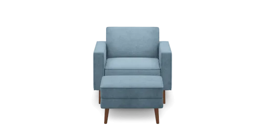 Nomad Velvet Armchair with Ottoman