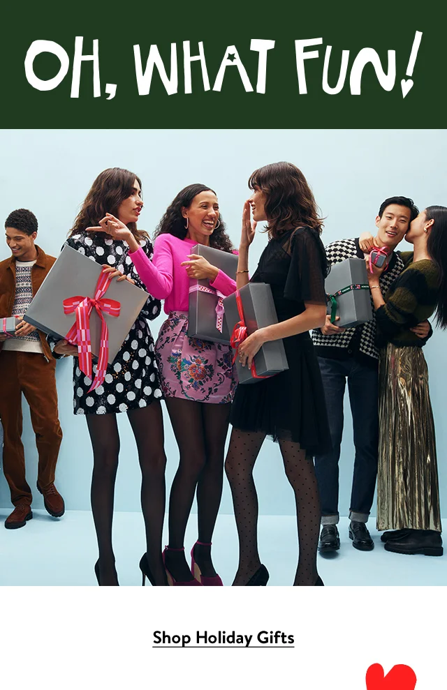 A group of people holding gift boxes.