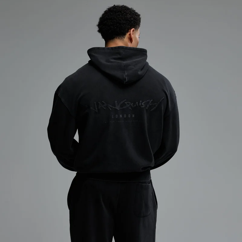 Image of GRAFFITI WASHED BLACK ZIP HOODIE