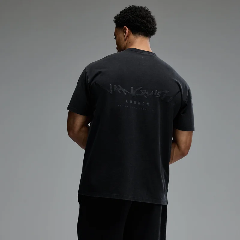 Image of GRAFFITI WASHED BLACK OVERSIZED T SHIRT
