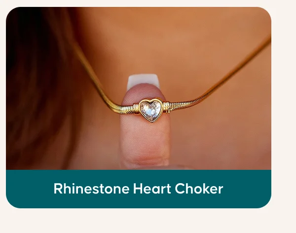 Rhinestone Heart Choker