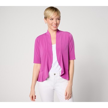 Susan Graver Liquid Knit Elbow-Sleeve Peplum Shrug