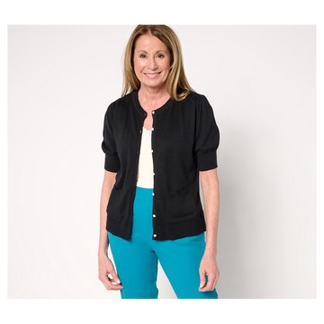 Isaac Mizrahi Live! Button Front Silk Blend Cardigan