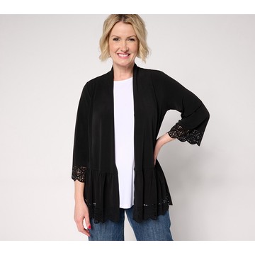 GRAVER Susan Graver Regular Liquid Knit Tiered Laser Cut Cardigan