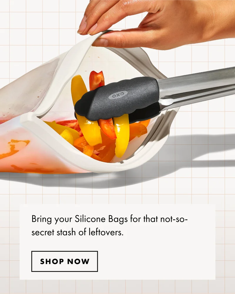Bring your silicone bags for that not so secret stash of leftovers. Shop now.