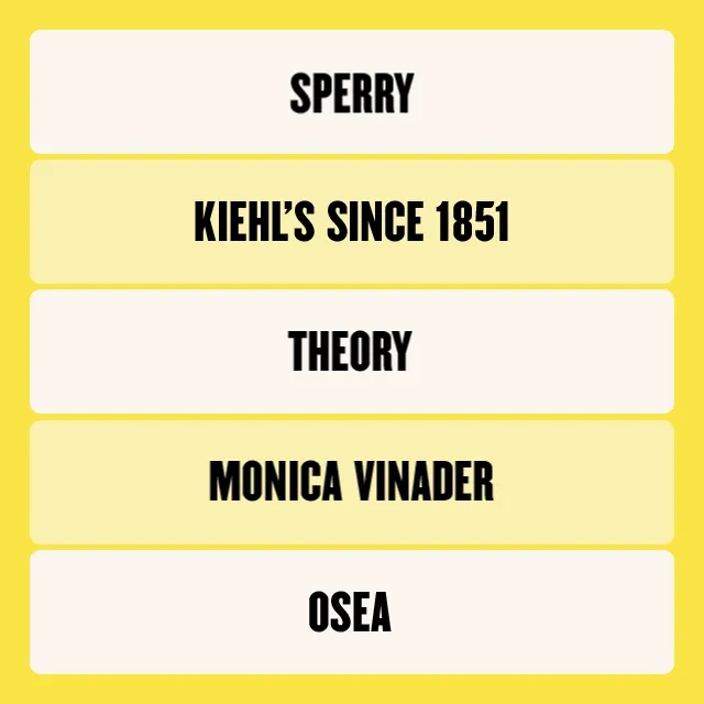 Sperry, Theory, OSEA, Kiehl's Since 1851, Monica Vinader.