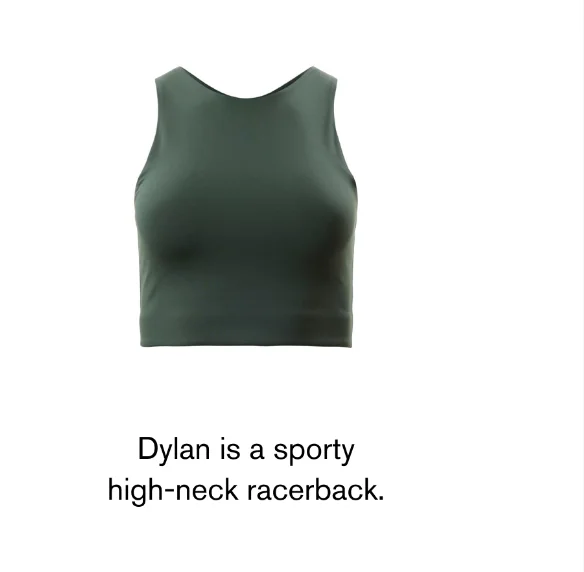 Dylan is a sporty high-neck racerback