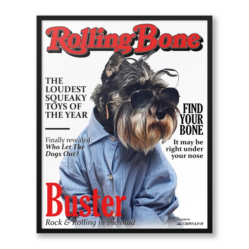 Image of Personalized Rolling Bone Pet Face Magazine Cover