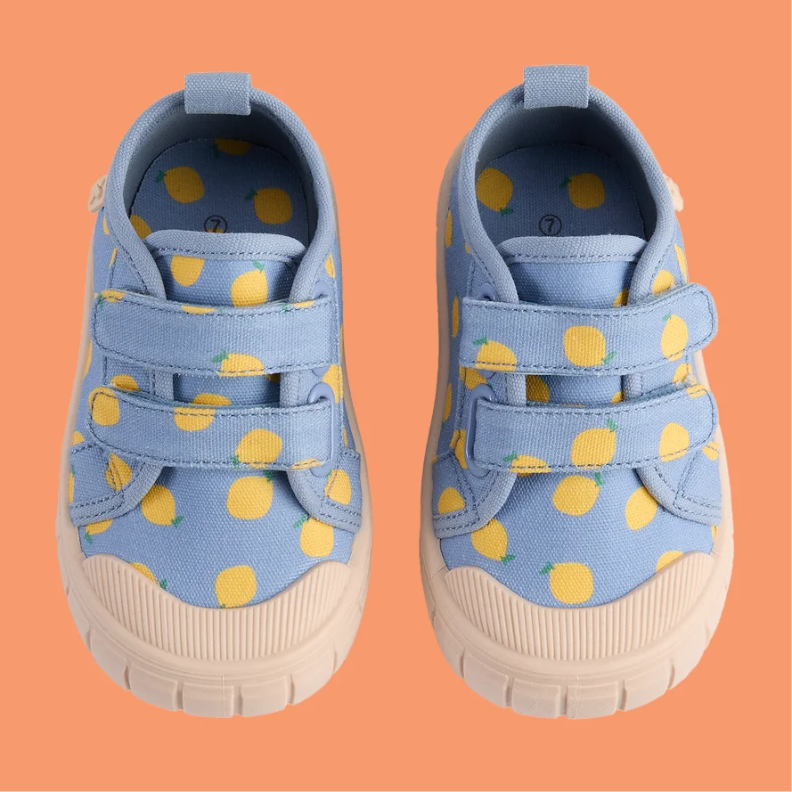 KIDLY by MORI Print Canvas Sneakers - Lemon