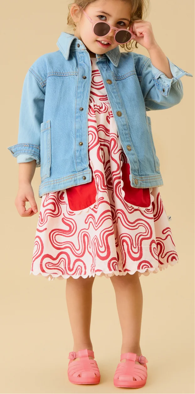KIDLY by MORI Red Print Cotton Dress
