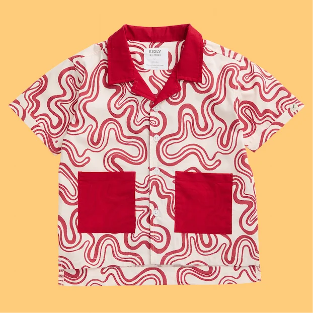 KIDLY by MORI Red Print Cotton Shirt