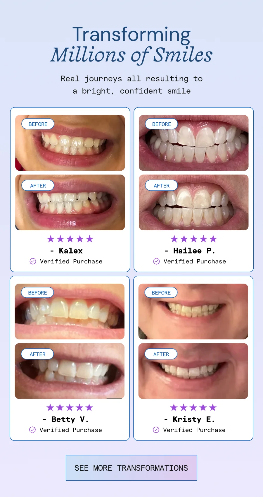 Transforming Millions of Smiles. Real journeys all resulting to a bright, confident smile.