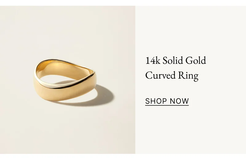 14k Solid Gold Curved Ring