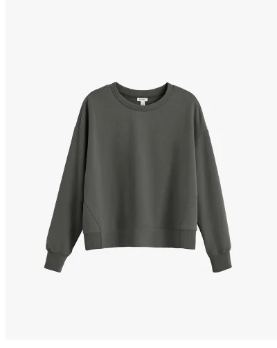 Fleece Cropped Sweatshirt Charcoal