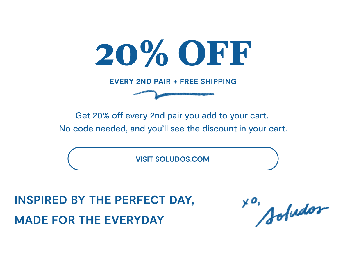 20% Off Every 2nd Pair Plus Free Shipping