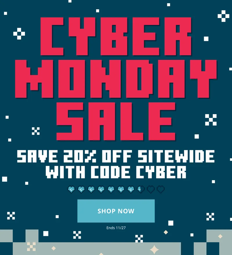 Cyber Monday Savings Shop 20% Off with code discount code