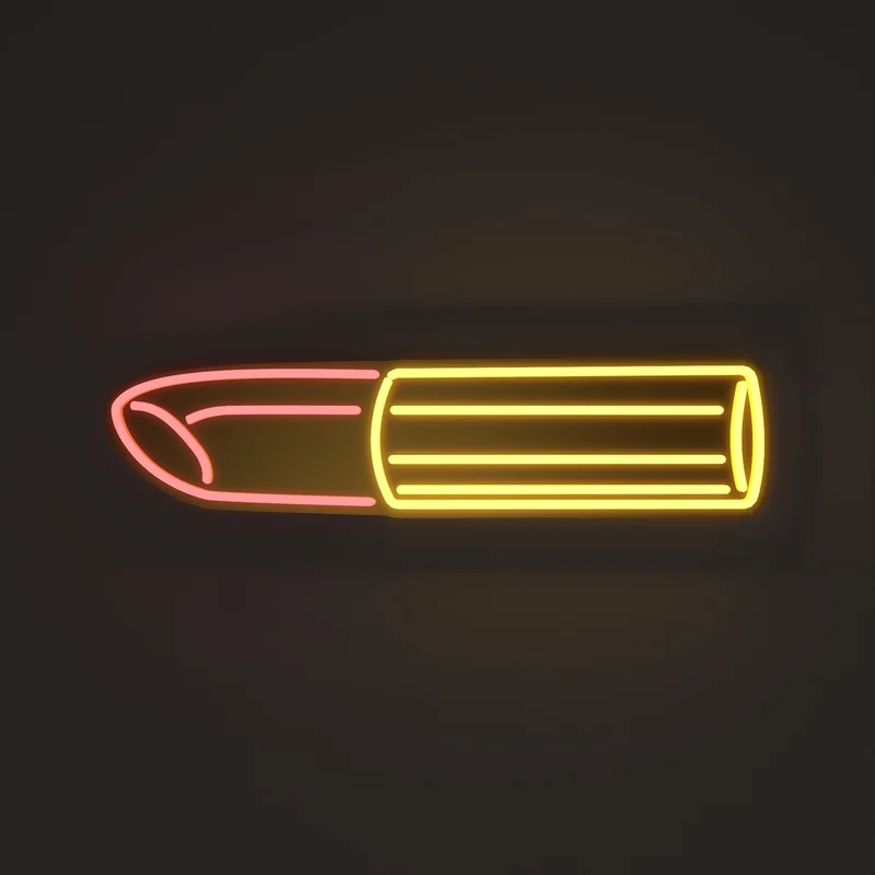 Image of Golden Lipstick by Tom Wesselmann, LED neon sign