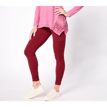 LOGO Layers by Lori Goldstein Regular Lace Trim Leggings with Pockets