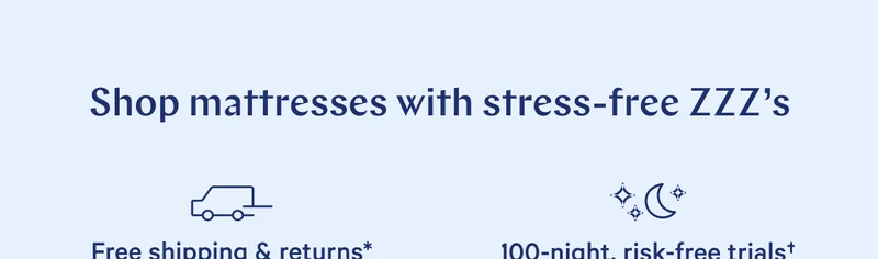 shop mattresses with stress-free ZZZ's