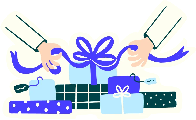 Hands opening presents