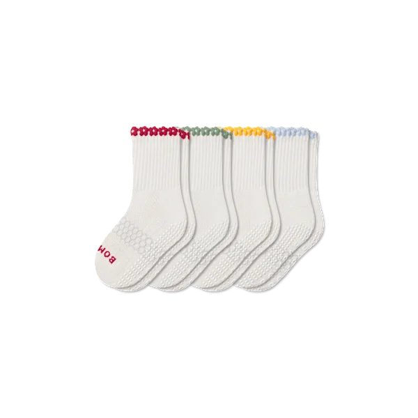 Junior Daisy Chain Gripper Calf Sock 4-Pack