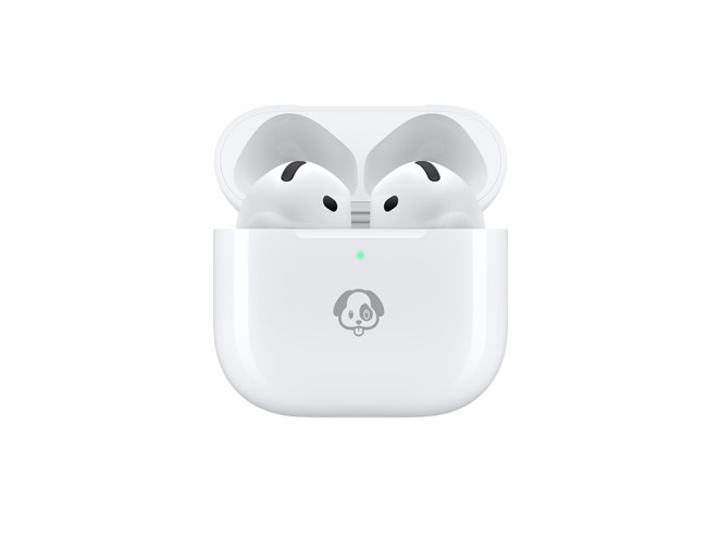 AirPods 4 and charging case with external LED indicator, personalized engraving