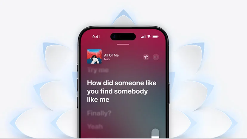 iPhone Air, front exterior, Dynamic Island centered near top, thin black display bezel, pointy radial shapes with light blue color radiate outward
