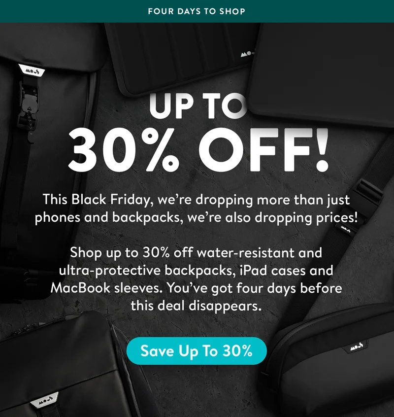 Up to 30% off Backpacks