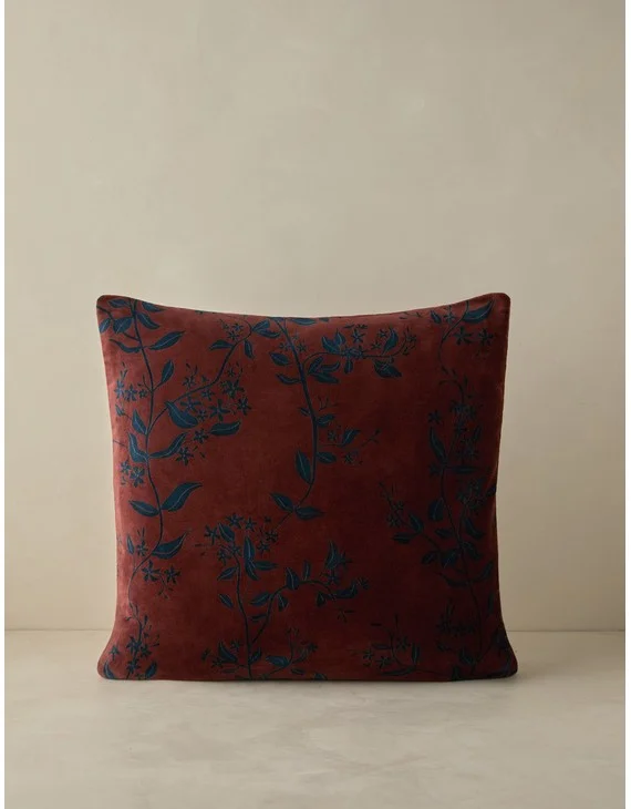 Carmine Velvet Pillow - Sangria / Square