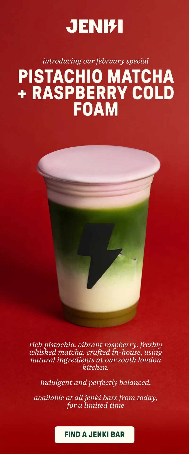 Pistachio Matcha + Raspberry Cold Foam