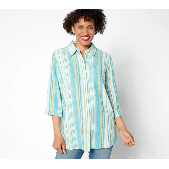 Denim & Co. Adaptive Naturals Linen Blend Tunic
