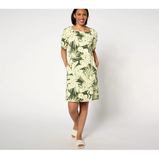 Denim & Co. Petite Favorite Jersey Square Neck Dress