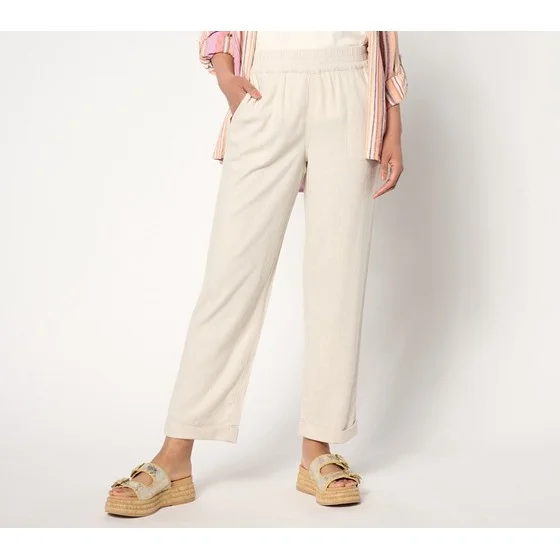 Denim & Co. Naturals Tall Linen Blend Straight Leg Pant