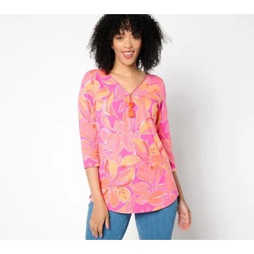 Belle by Kim Gravel Primabelle Knit Ciao Bella! Tassel Zip Top