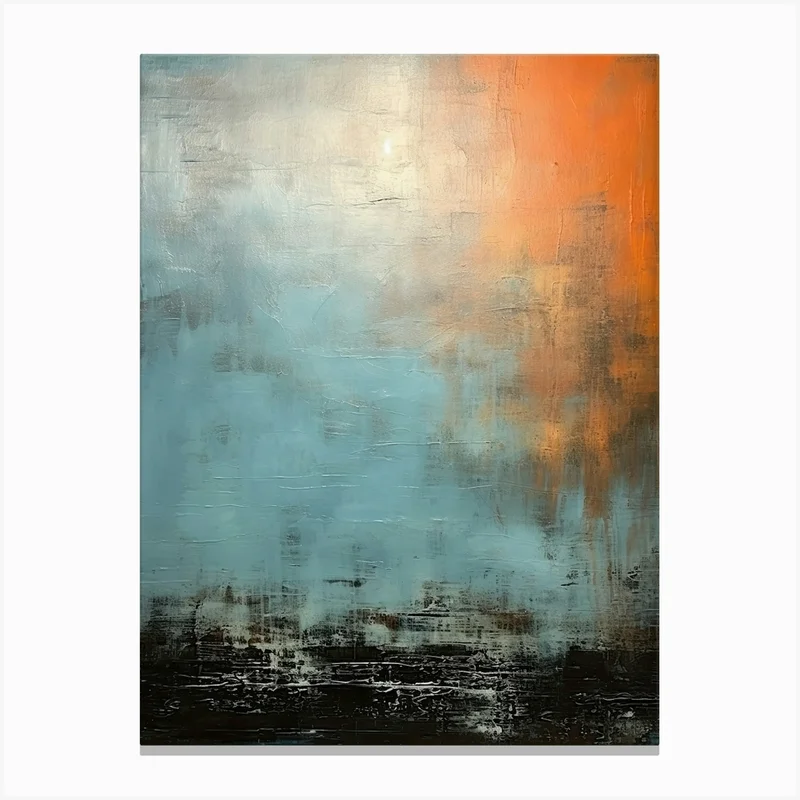 Image of Orange And Teal Abstract Painting 3 Canvas Print