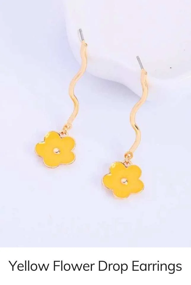 Yellow Flower Drop Earrings