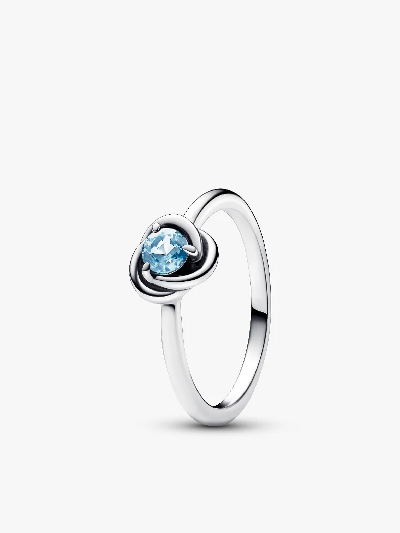 March Sea Aqua Blue Eternity Circle Ring
