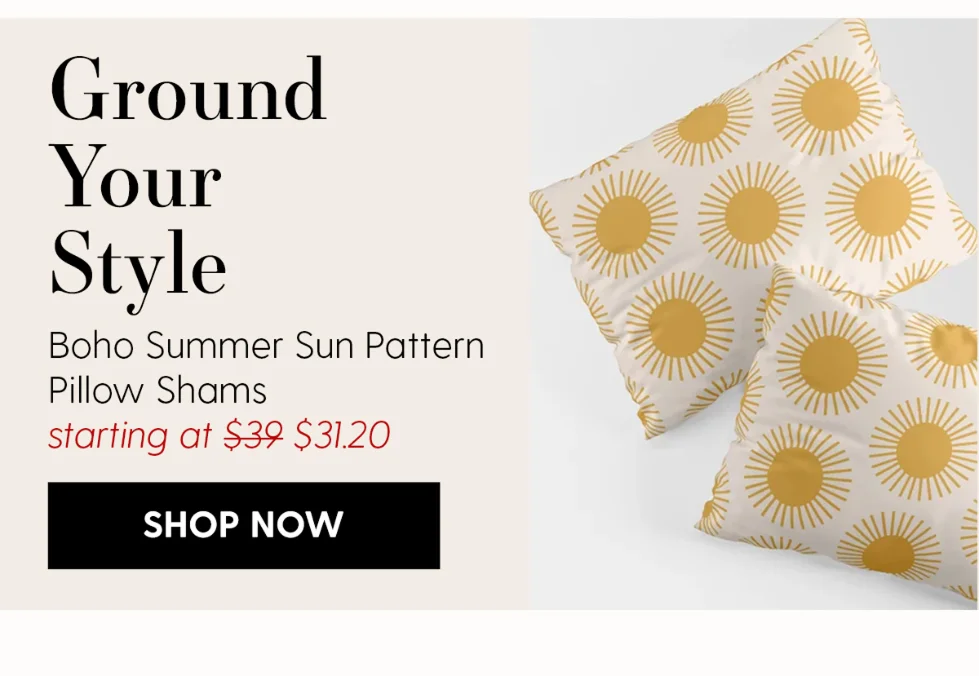 Boho Summer Sun Pattern I Golden Pillow Sham