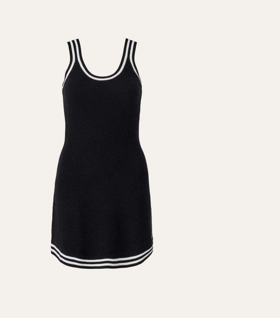Tennis Club Sweater Knit Dress - black ivory