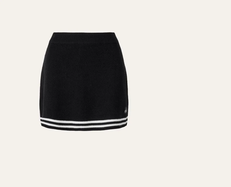 Tennis Club Sweater Knit Skirt - black ivory