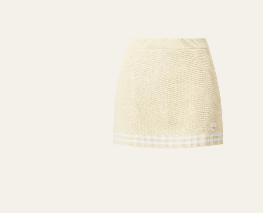 Tennis Club Sweater Knit Skirt - oatmeal
