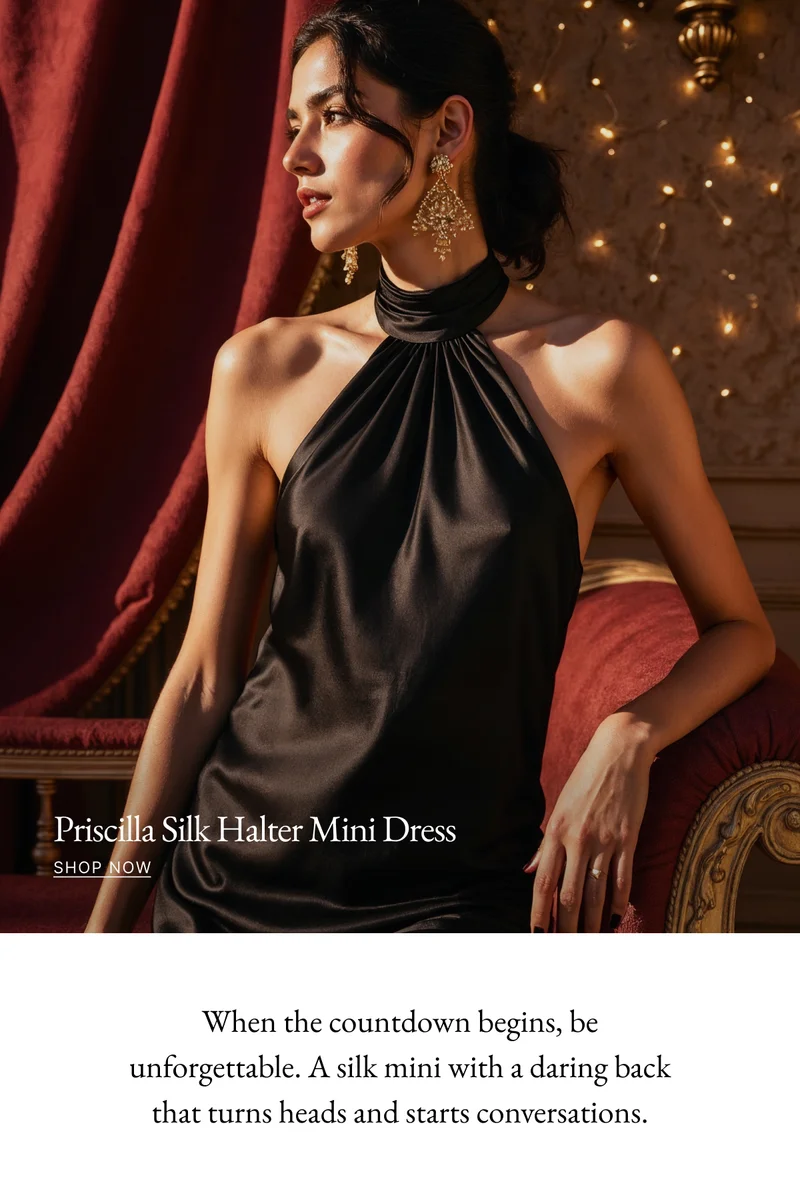 Priscilla Silk Halter Mini Dress