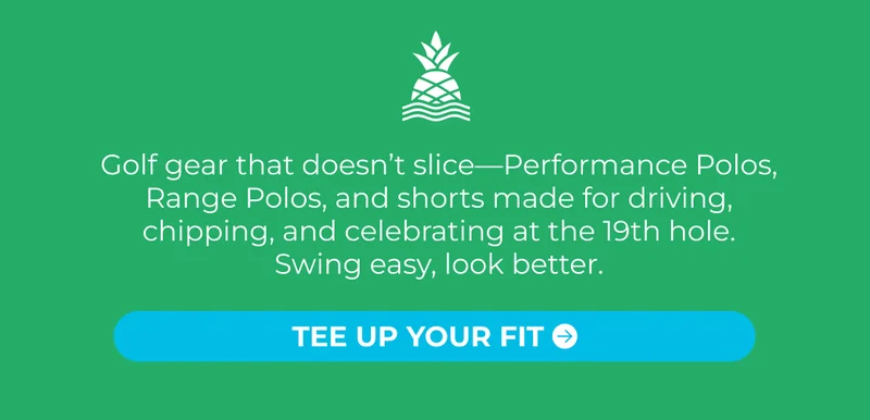 Golf gear that doesn’t slice—Performance Polos, Range Polos, and shorts made for driving, chipping, and celebrating at the 19th hole. Swing easy, look better.