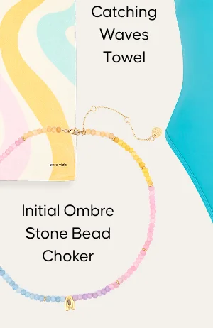 Initial Ombre Stone Bead Choker