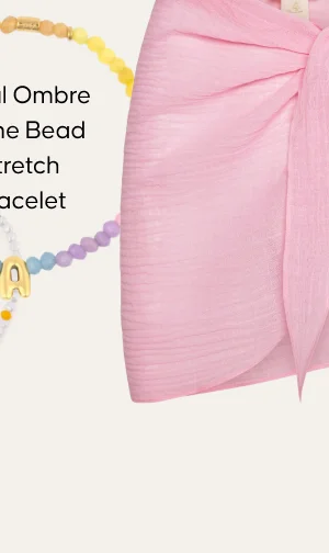Initial Ombre Stone Bead Stretch Bracelet