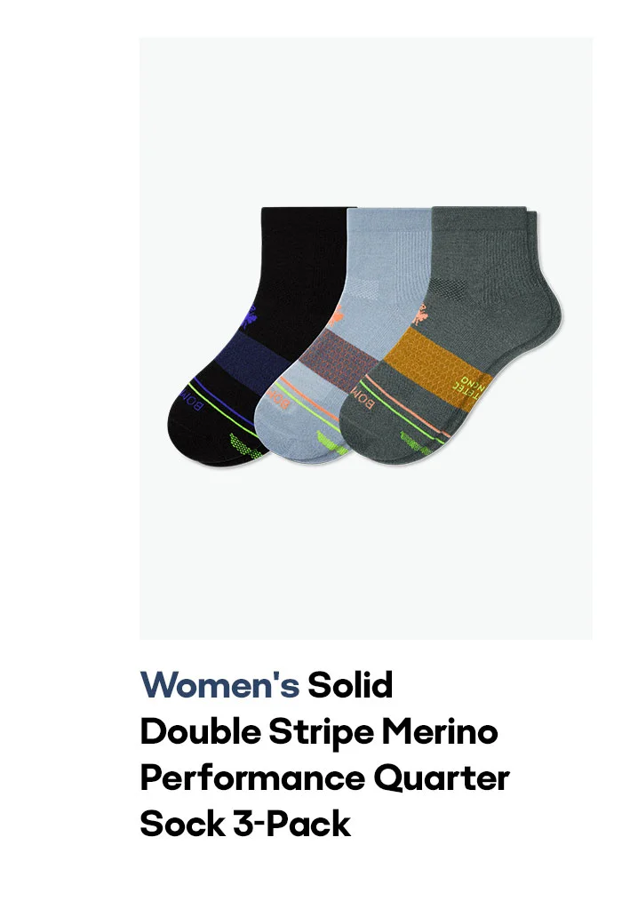 Women's Solid
                        Double Stripe Merino
                        Performance Quarter
                        Sock 3-Pack