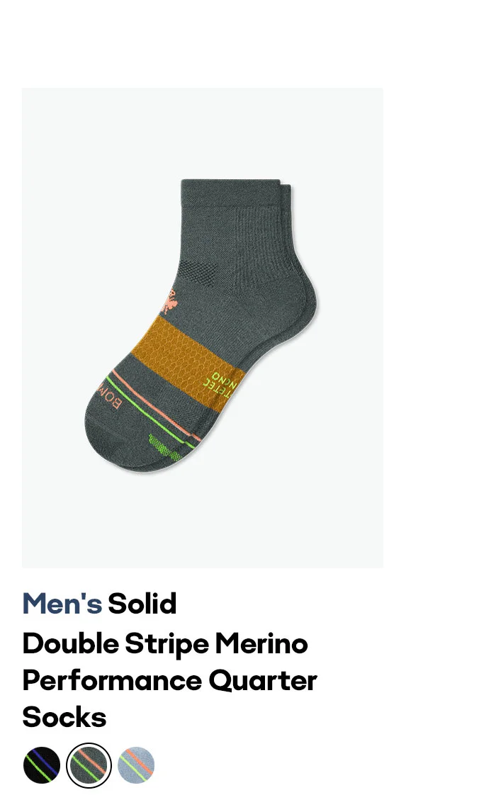 Men's Solid
                        Double Stripe Merino
                        Performance Quarter
                        Socks